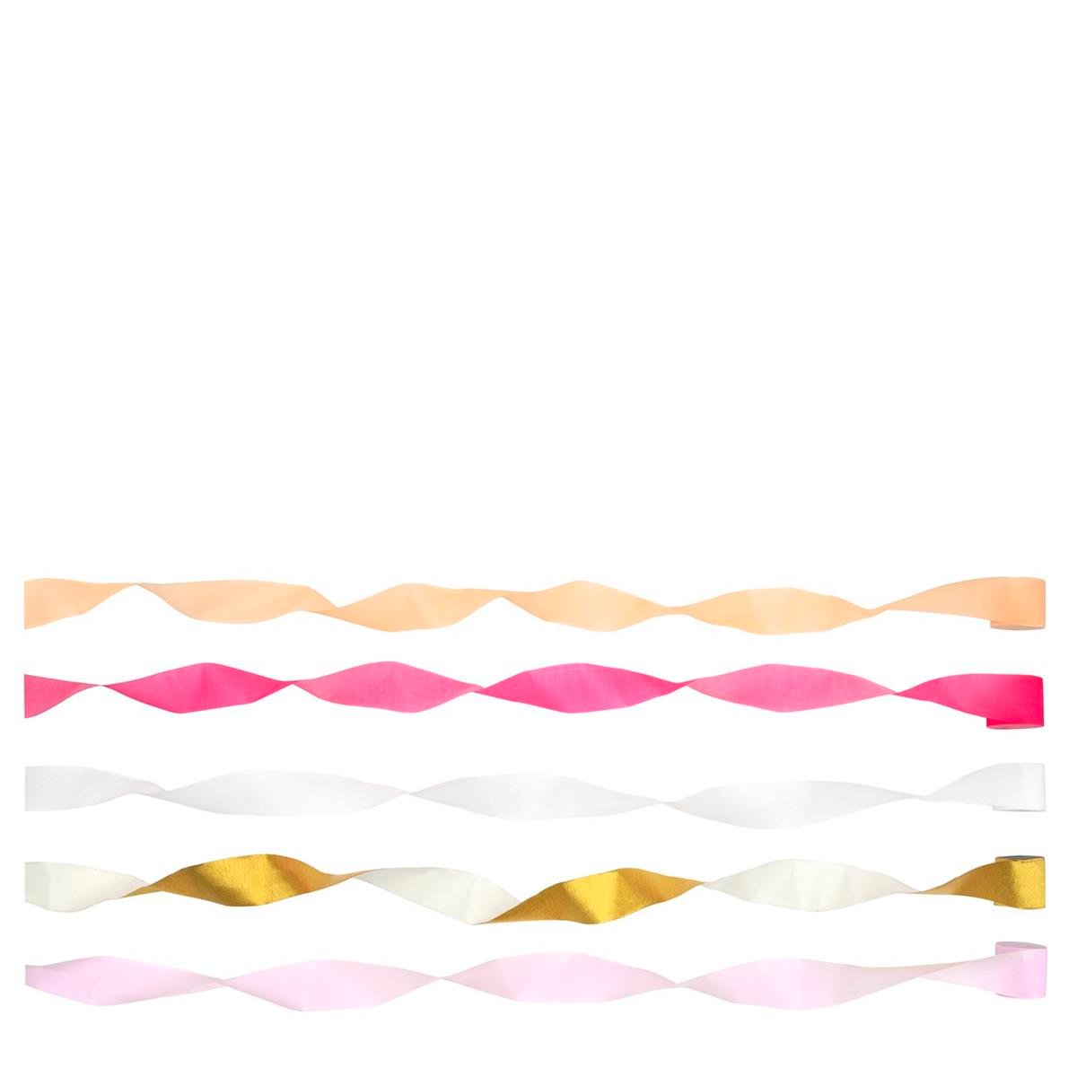 Meri Meri - Pink Crepe Paper Streamers - Pembe Kağıt Şeritler