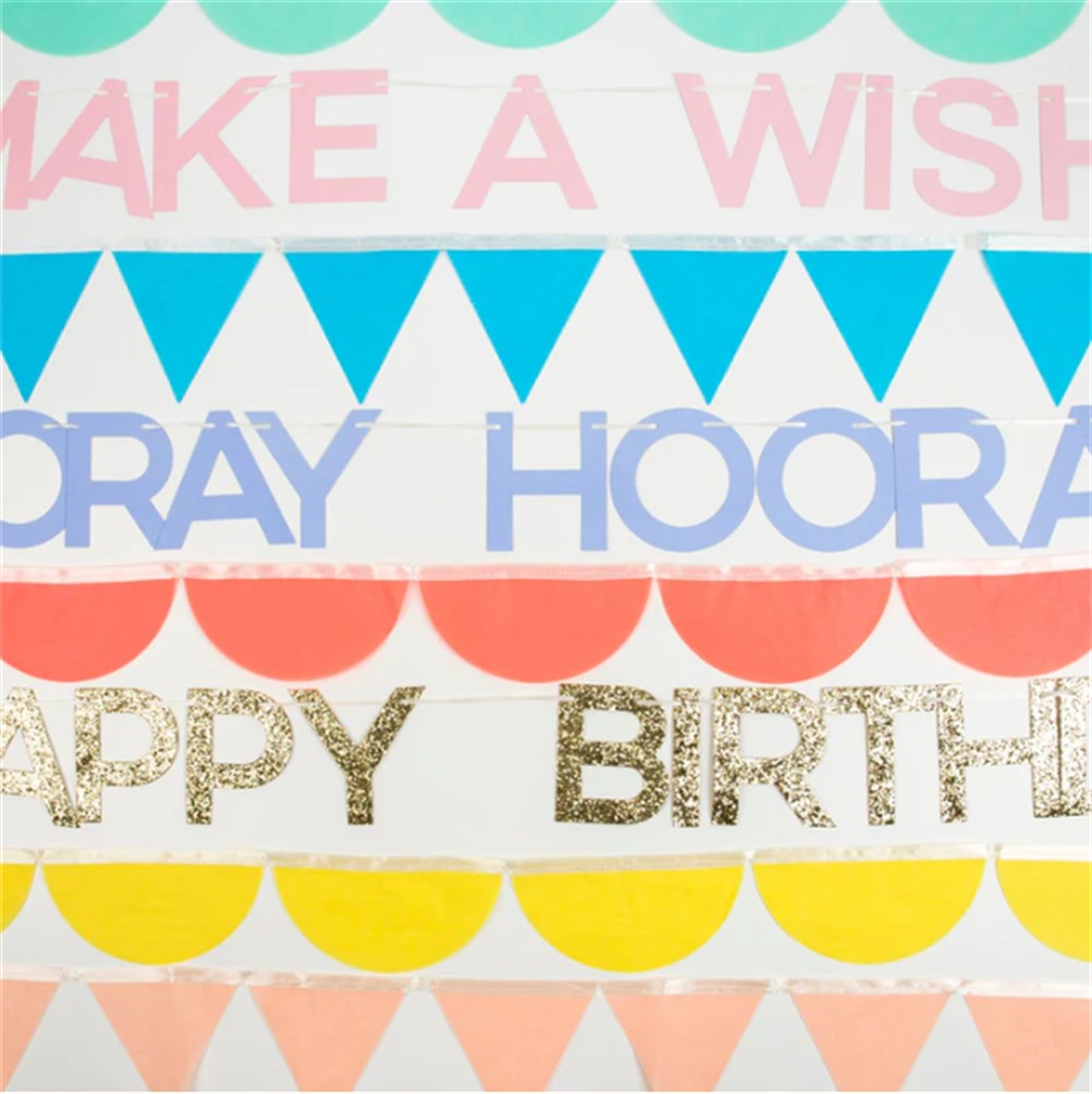 Meri Meri - Rainbow Birthday Garland - Gökkuşağı Doğum Günü Asılan Süsler - 8 parça