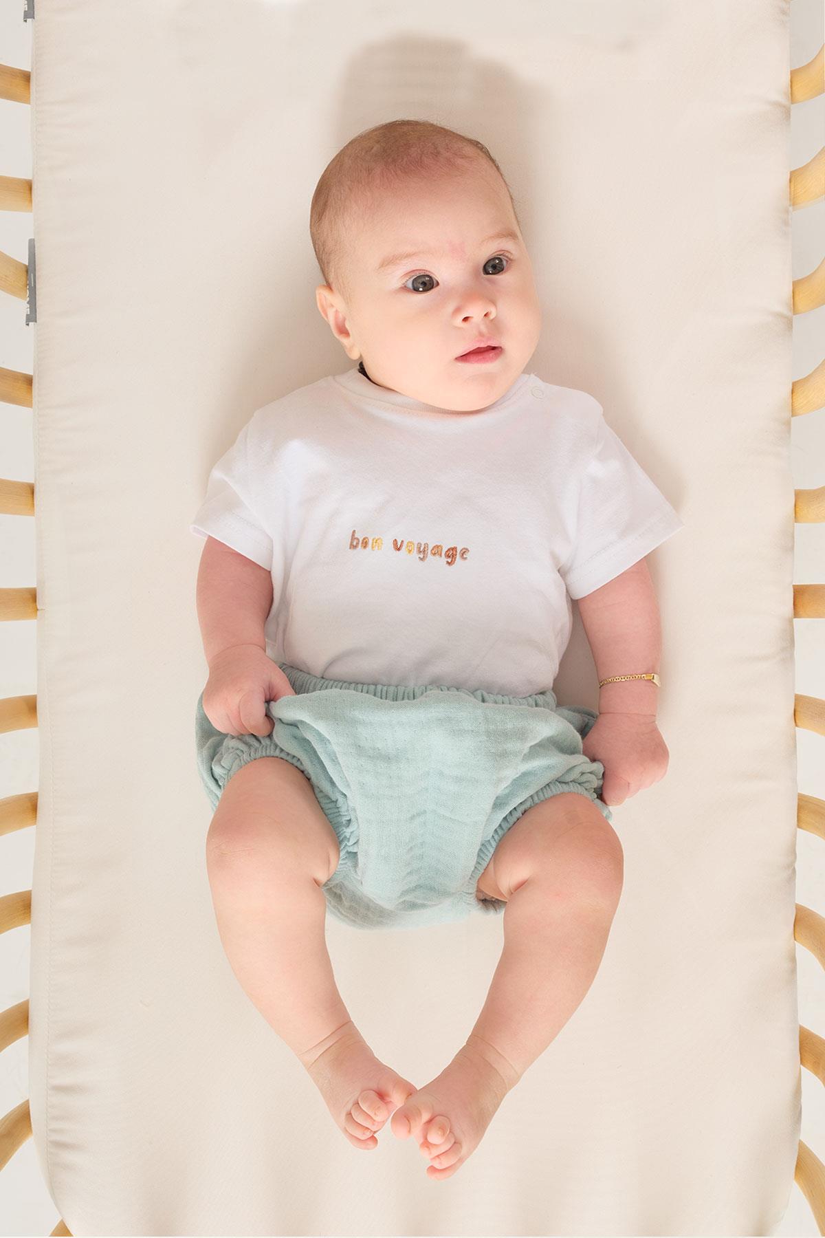 Miela Bon Voyage Nakışlı Slogan Bebek T-shirt