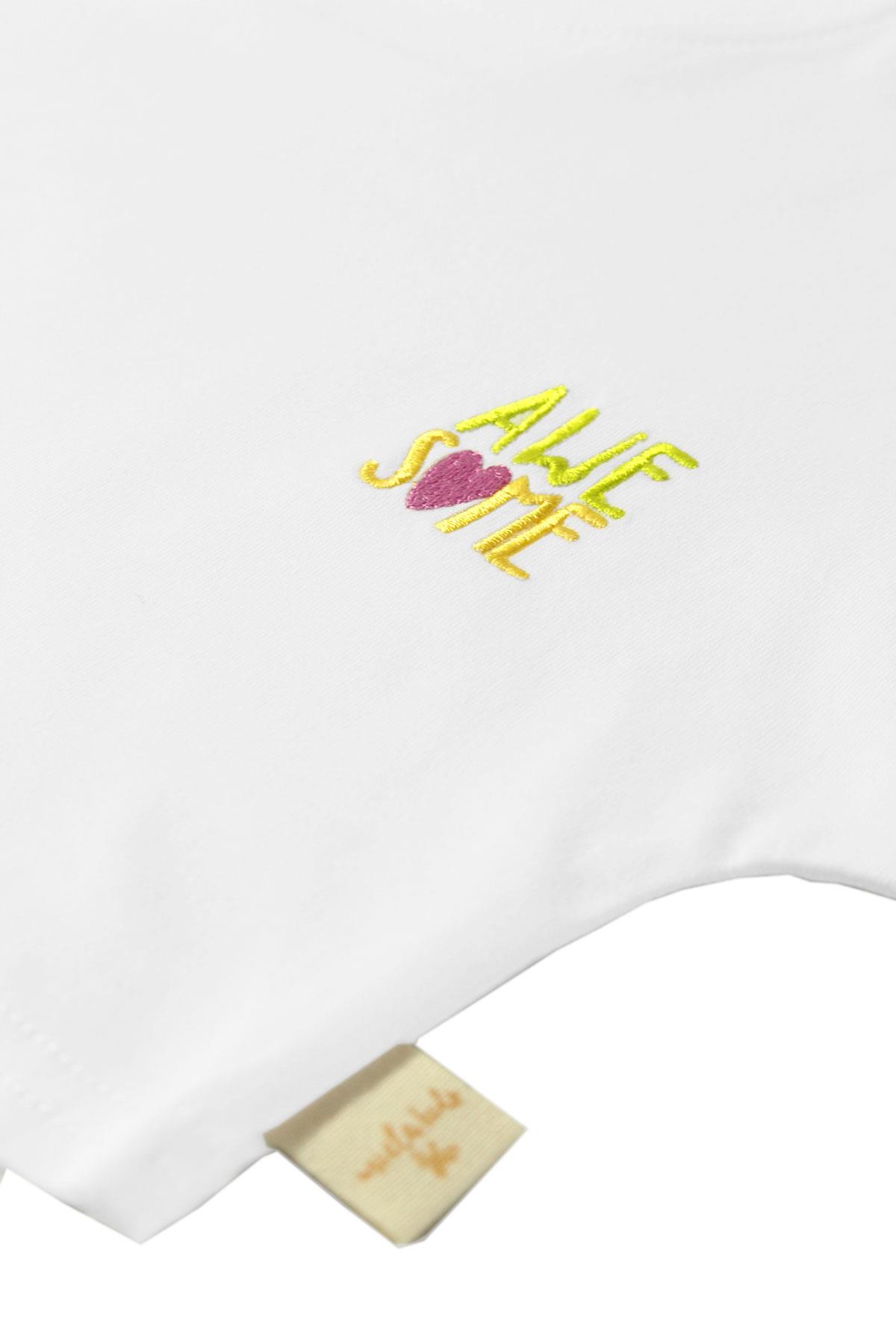 Miela Kids Awesome Nakışlı Crop T-shirt - Beyaz