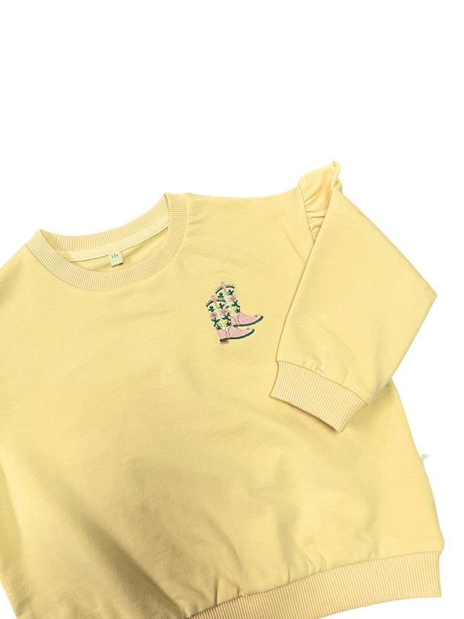 Miela Kids Fırfır Detaylı Sweatshirt - Açık Sarı
