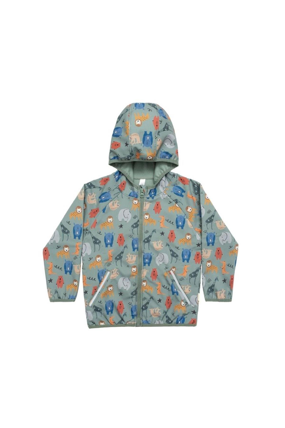 Miela Kids Su Tutmaz Softshell Desenli Ceket - Mint Jungle