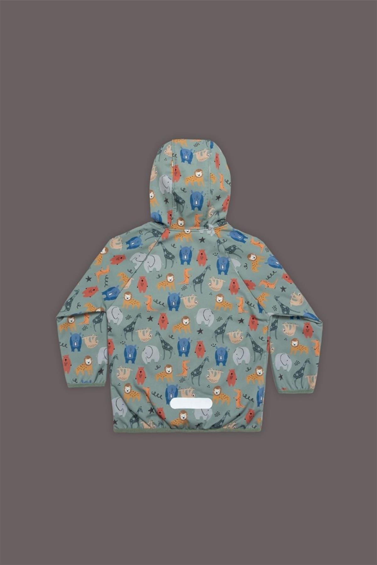 Miela Kids Su Tutmaz Softshell Desenli Ceket - Mint Jungle
