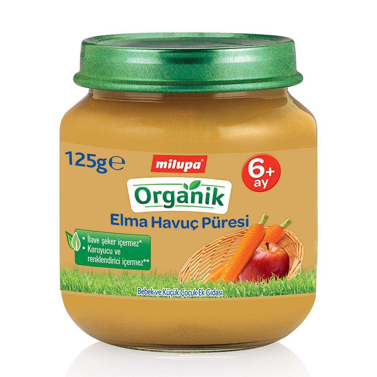 Milupa Organik Elma Havuç Püresi Kavanoz 125 g 6+ Ay