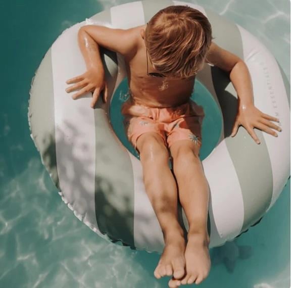 Swim Essentials Green White Striped Yüzme Simidi 90cm