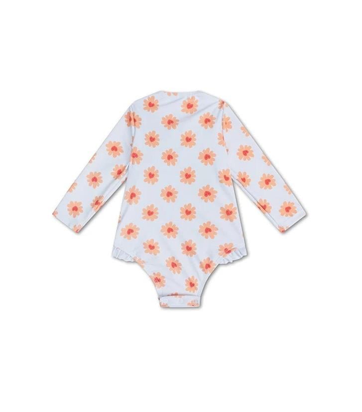 Swim Essentials UV Korumalı Önden Fermuarlı - Alttan Çıtçıtlı Mayo / Çiçek Kalp