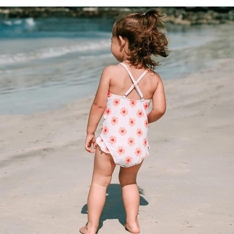 Swim Essentials UV Korumalı Önden Fermuarlı Mayo / Çiçek Kalp