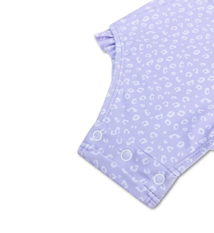 Swim Essentials UV Korumalı Önden Fermuarlı - Alttan Çıtçıtlı Mayo / Mor Leopar