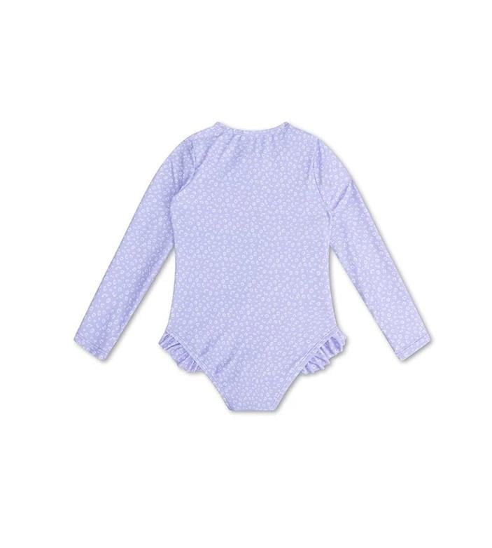 Swim Essentials UV Korumalı Önden Fermuarlı - Alttan Çıtçıtlı Mayo / Mor Leopar