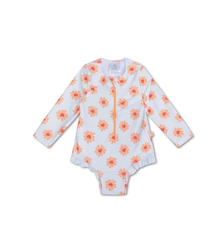 Swim Essentials UV Korumalı Önden Fermuarlı - Alttan Çıtçıtlı Mayo / Çiçek Kalp