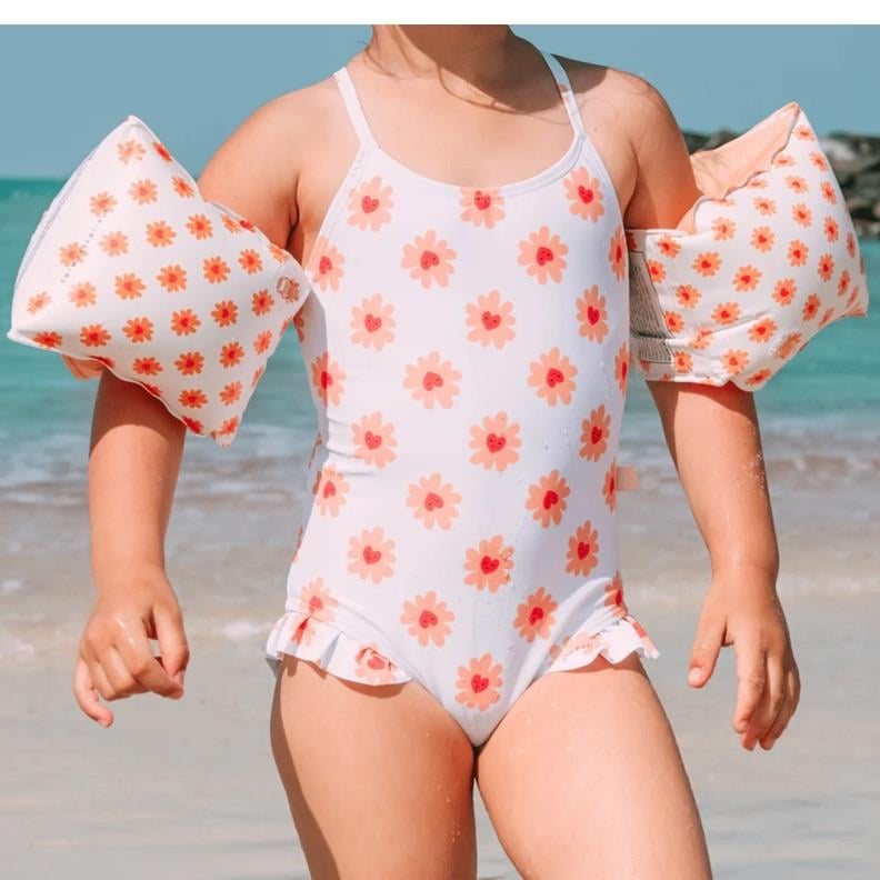 Swim Essentials UV Korumalı Önden Fermuarlı Mayo / Çiçek Kalp