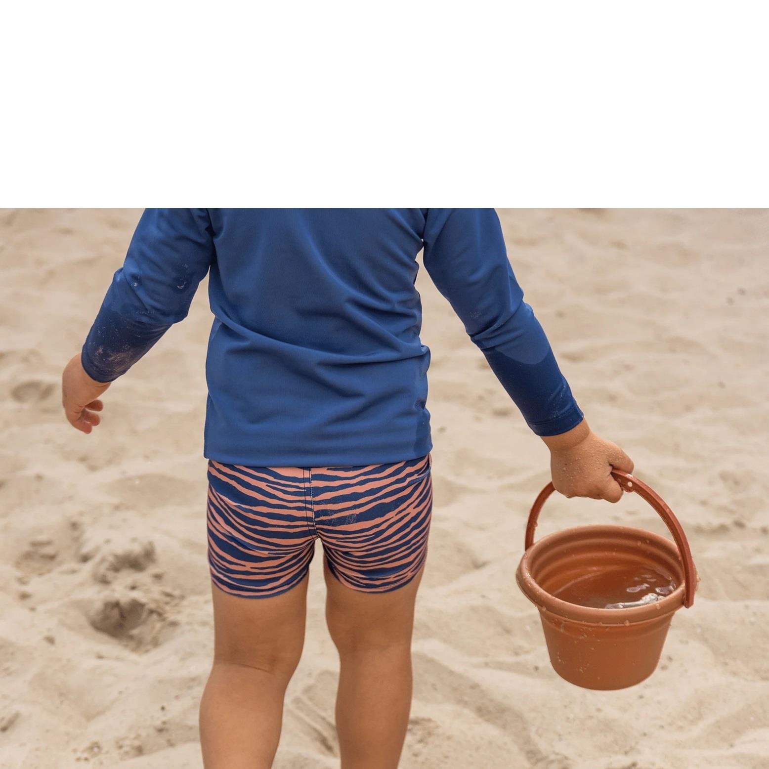 Swim Essentials Uv Korumalı Turuncu Desenli Şort Mayo - Lacivert