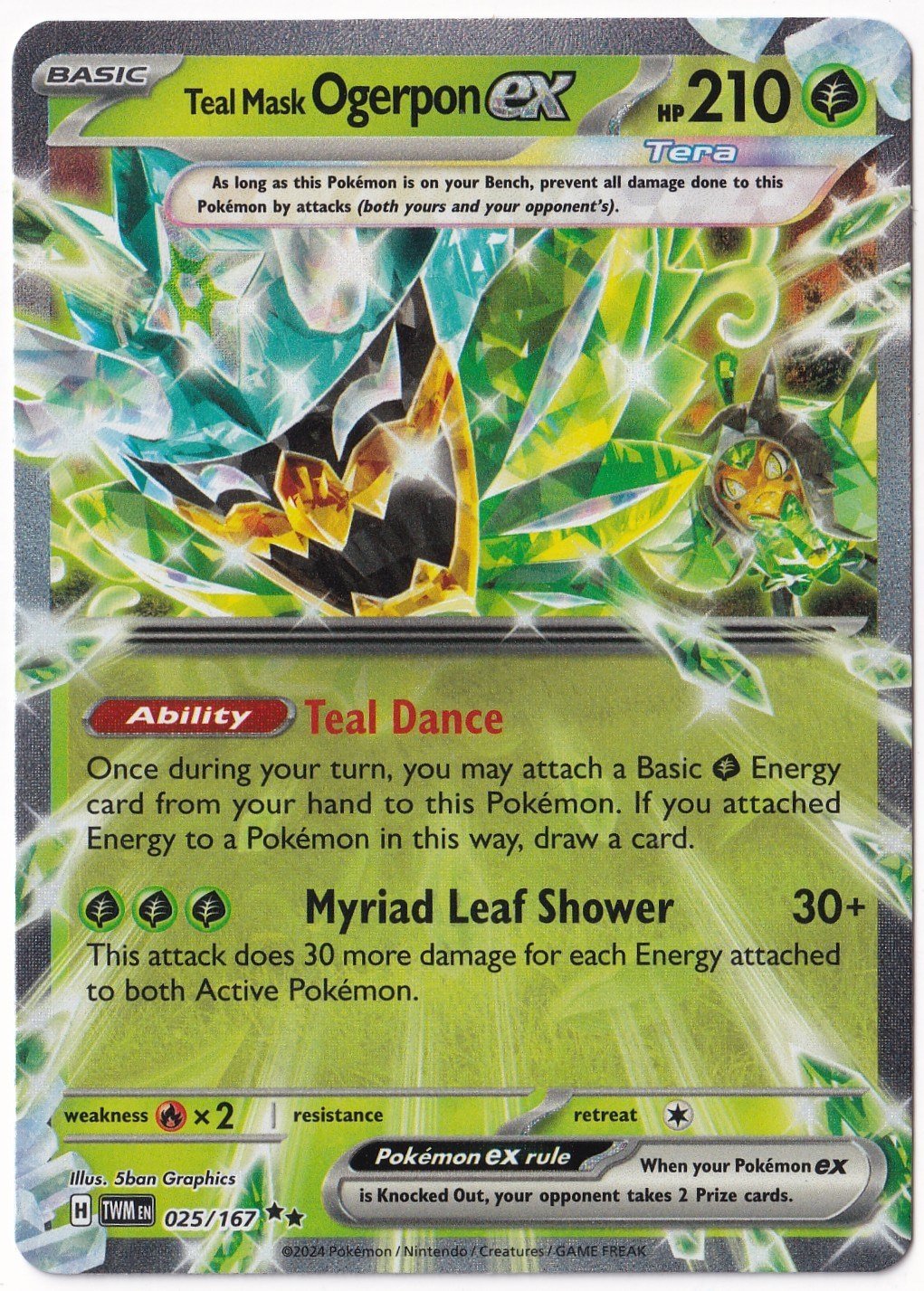 *** Özel Pokemon Kartları ***Teal Mask Ogerpon ex #25 - Pokemon Twilight Masquerade - Pokemon Kartı (Mint)