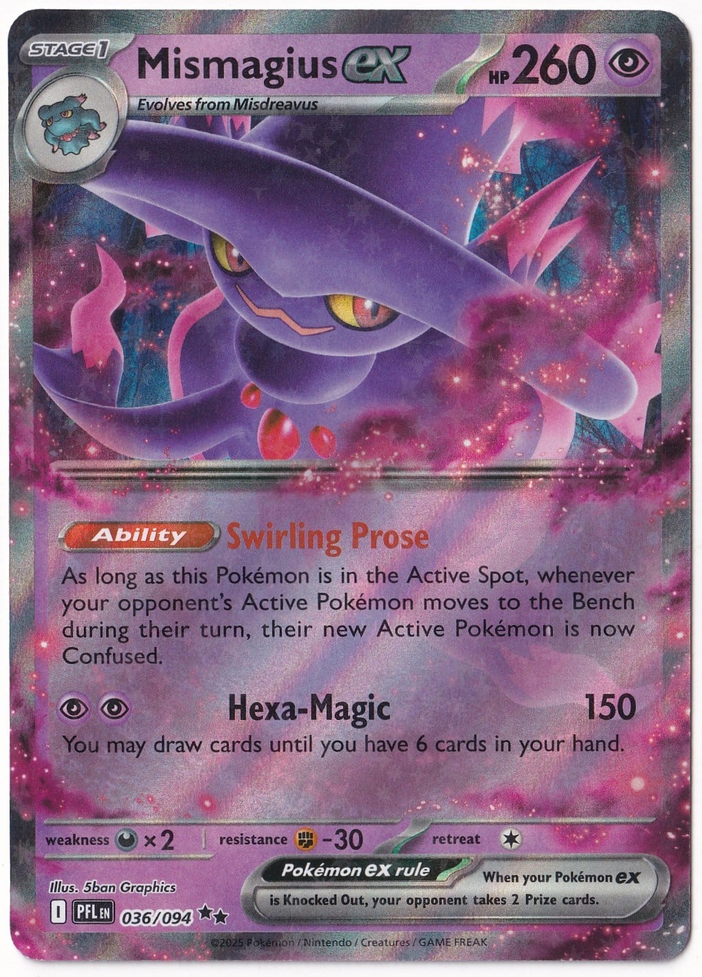 *** Özel Pokemon Kartları ***Mismagius ex #36 - Pokemon Phantasmal Flames - Pokemon Kartı (Mint)