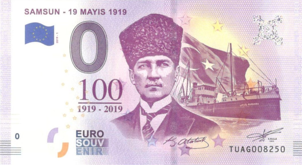 0 (Sıfır) Euro Türkiye - Samsun 19 Mayıs 1919 Hatıra Parası (Souvenir Banknote)