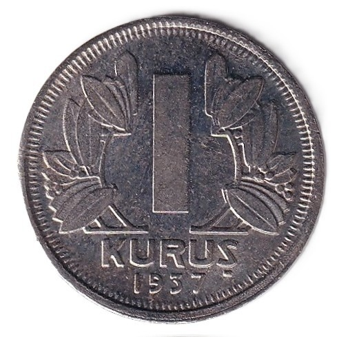 1934-1957 Dönemi Madeni Paraları1 Kuruş (1937) ÇİL