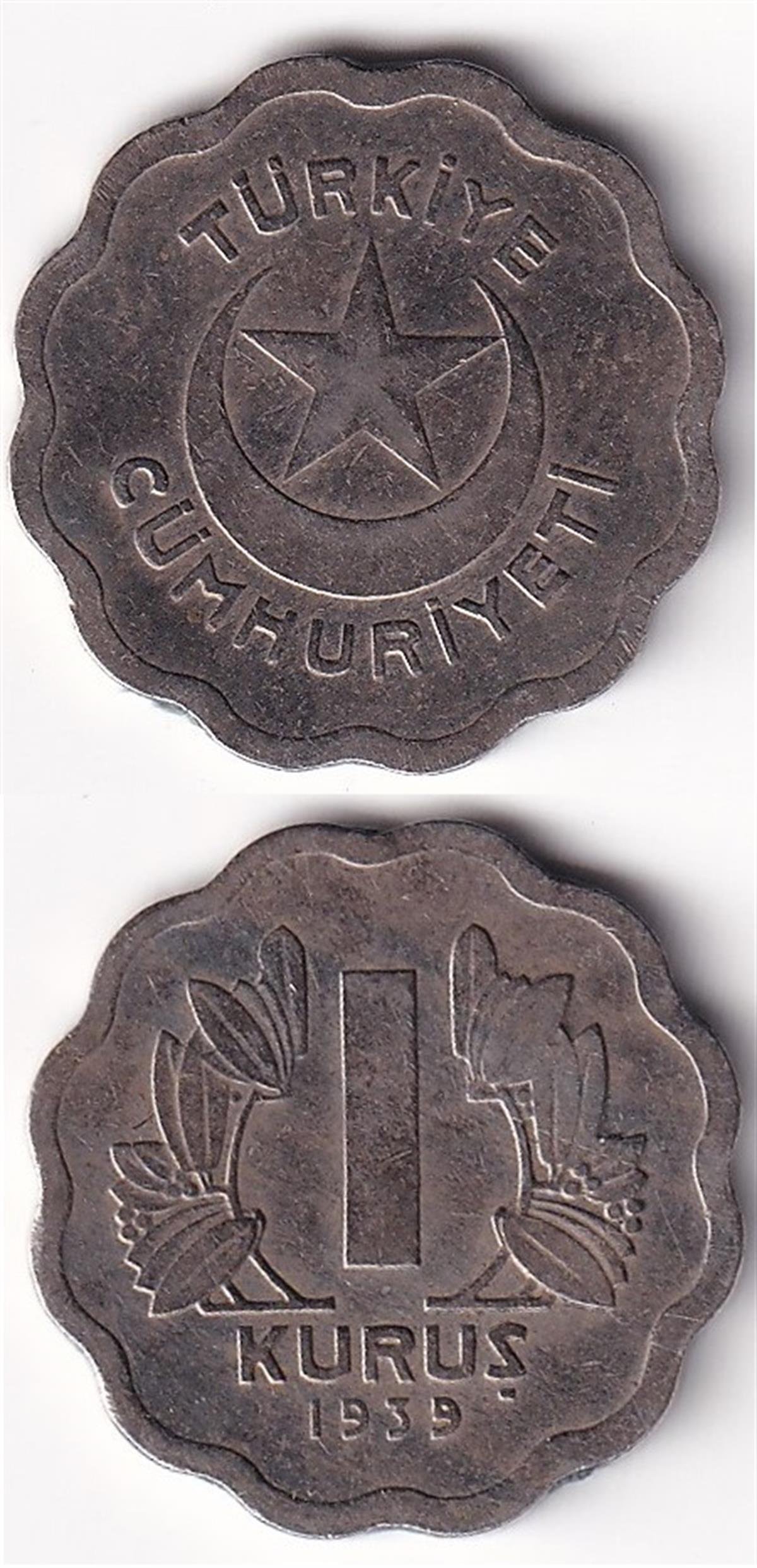 1934-1957 Dönemi Madeni Paraları1 Kuruş (1939) Nikel ÇT/ÇÇT Eski Madeni Para