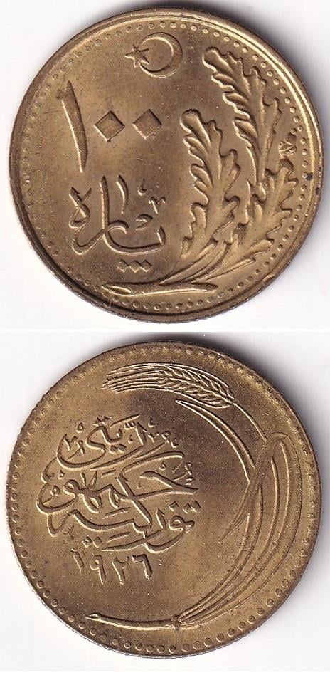 1934-1957 Dönemi Madeni Paraları100 Para (1926) Bronz ÇİL Eski Madeni Para