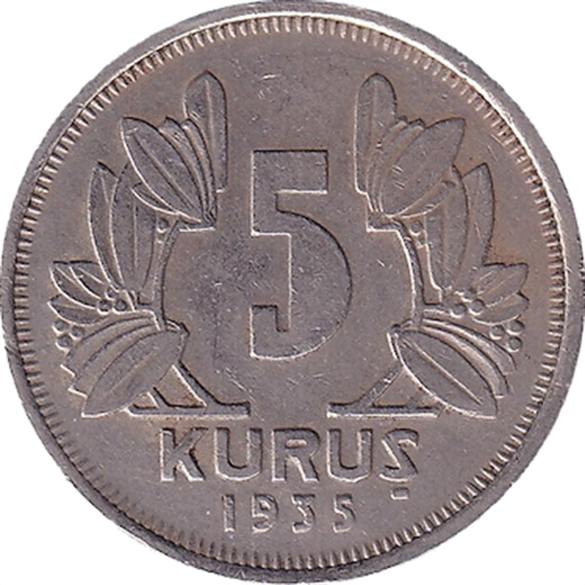 1934-1957 Period Coins5 Kuruş (1935) Nikel ÇT/ÇÇT Eski Madeni Para