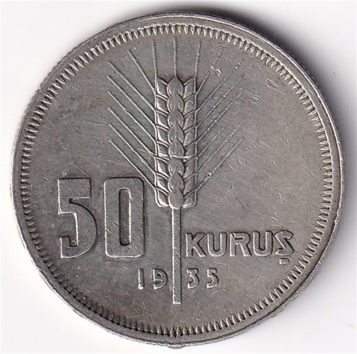 1934-1957 Dönemi Madeni Paraları50 Kuruş (1935) Gümüş ÇT/ÇÇT Eski Madeni Para