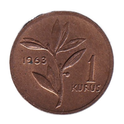 1958-1980 Dönemi Madeni Paraları1 Kuruş (1963) Bronz ÇİL Eski Madeni Para