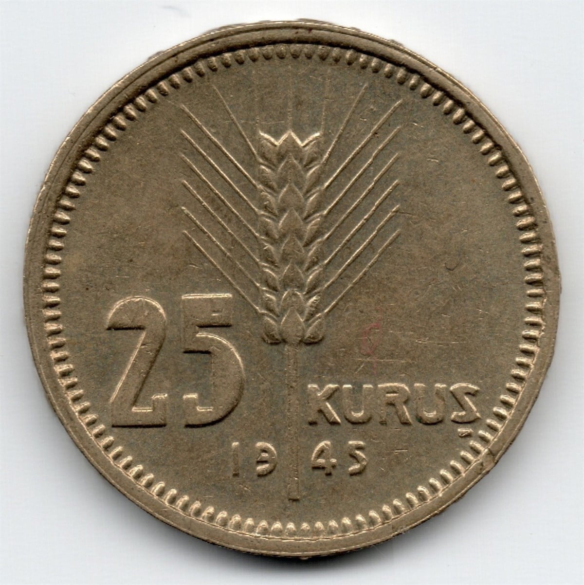 1958-1980 Dönemi Madeni Paraları25 Kuruş (1945) ÇİL Eski Madeni Para