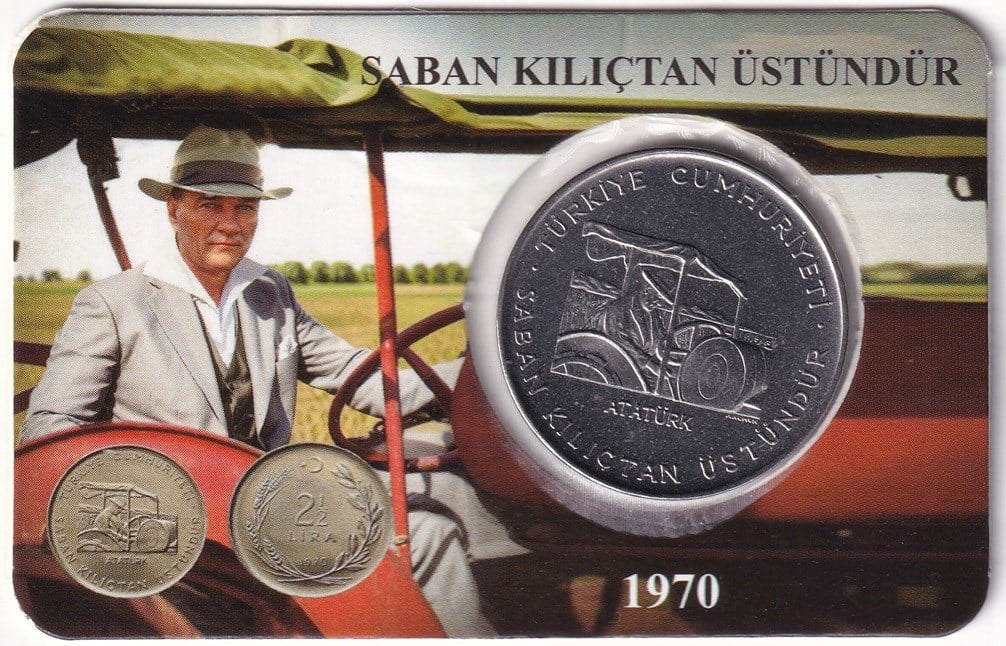 1958-1980 Period CoinsF.A.O. 2.5 TL (1970)” The Plow İs Superior To The Sword 