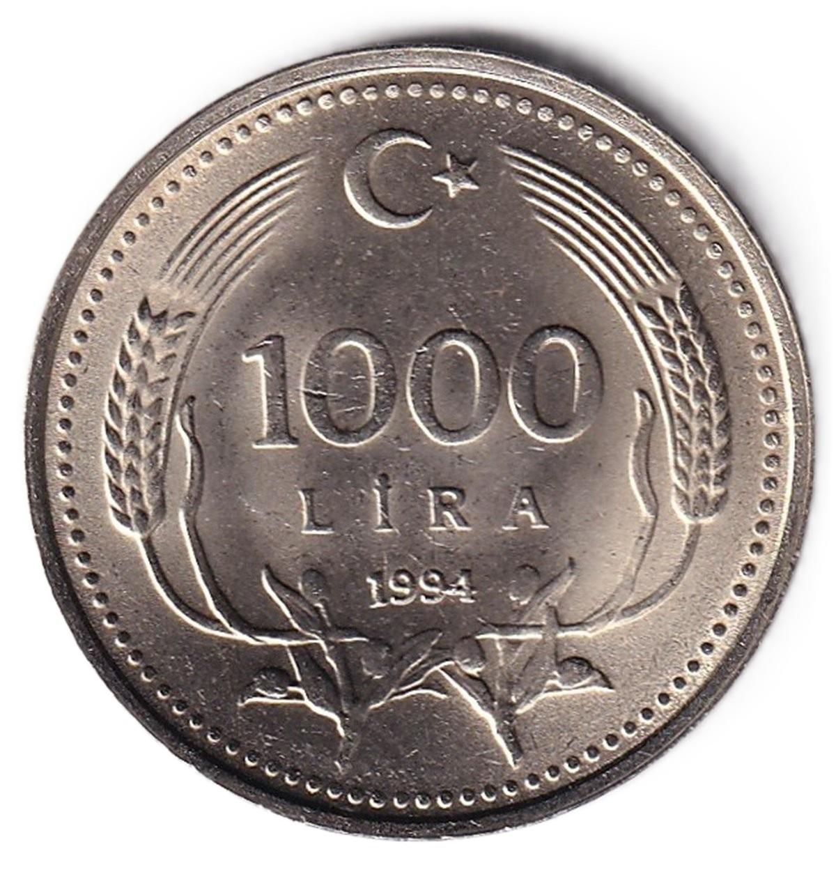 1981-2004 Dönemi Madeni Paraları1.000 Lira (1994) ÇİL Eski Madeni Para