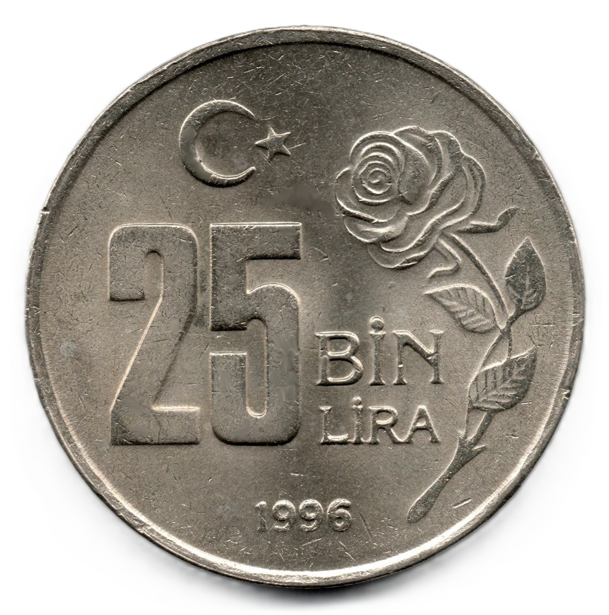 1981-2004 Period Coins25.000 Lira (1996) UNC Old Coin
