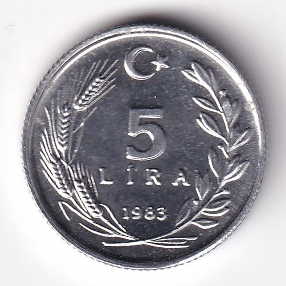 1981-2004 Dönemi Madeni Paraları5 Lira (1983) ÇİL Eski Madeni Para