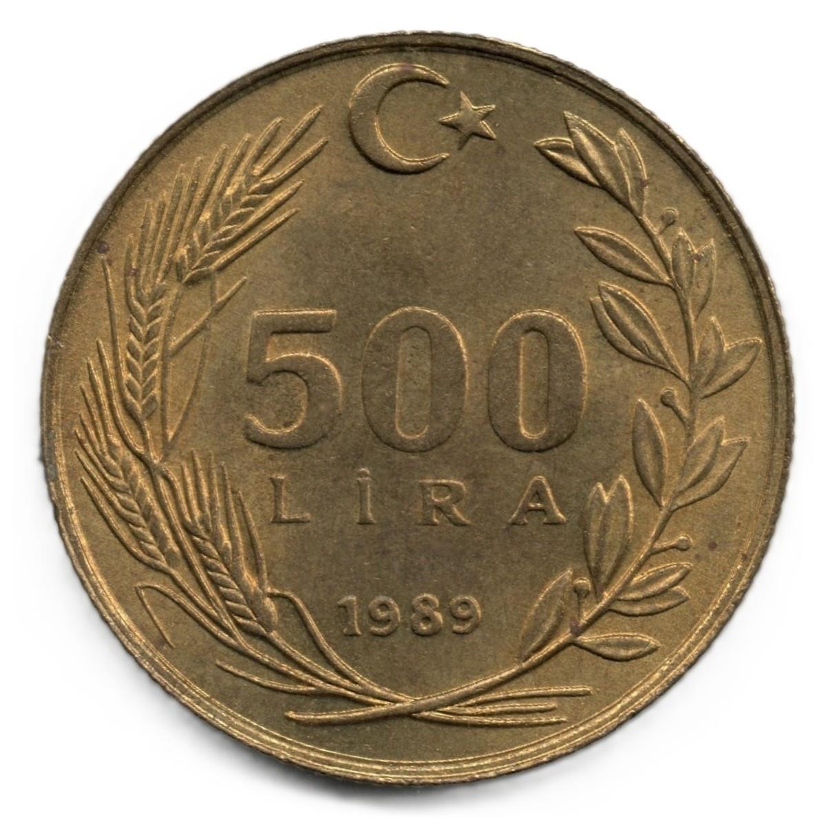 1981-2004 Dönemi Madeni Paraları500 Lira (1989) ÇİL Eski Madeni Para