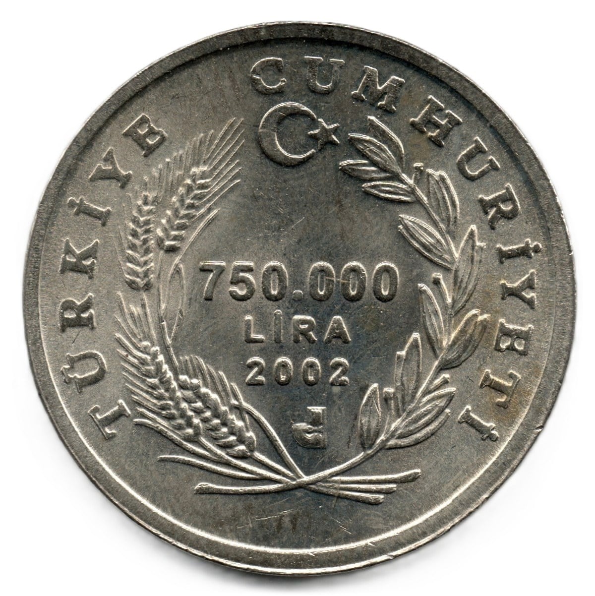 1981-2004 Dönemi Madeni ParalarıF.A.O. 750.000 Lira (2002) “Kimsenin Aç Kalmayacağı Bir Dünya” ÇİL Eski Madeni Para