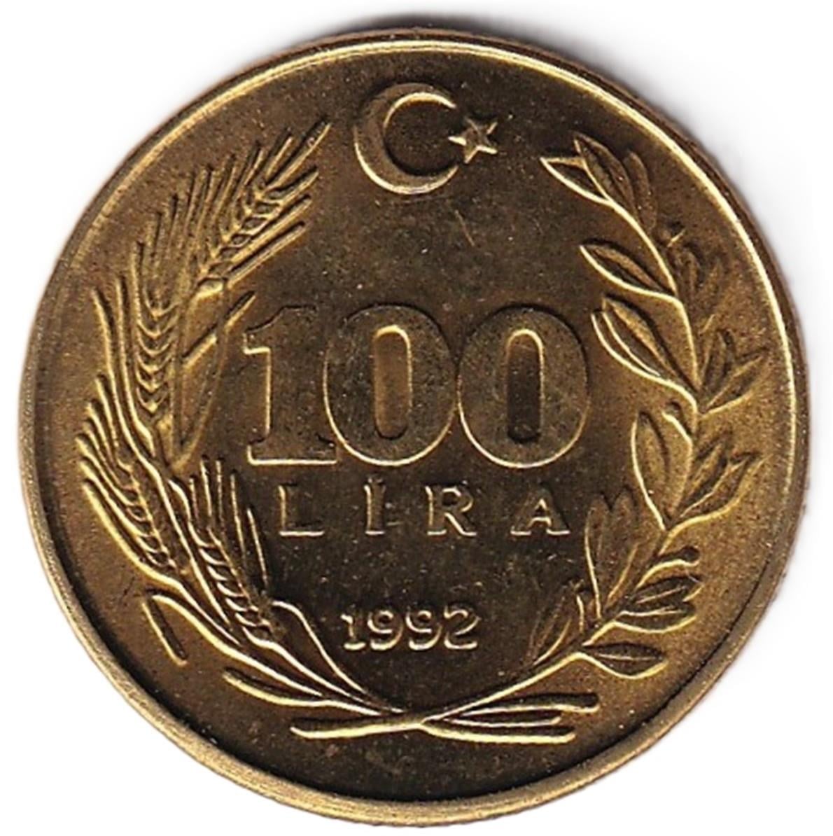 1981-2004 Dönemi Madeni ParalarıTürkiye, 100 Lira (1992) ÇİL Eski Madeni Para