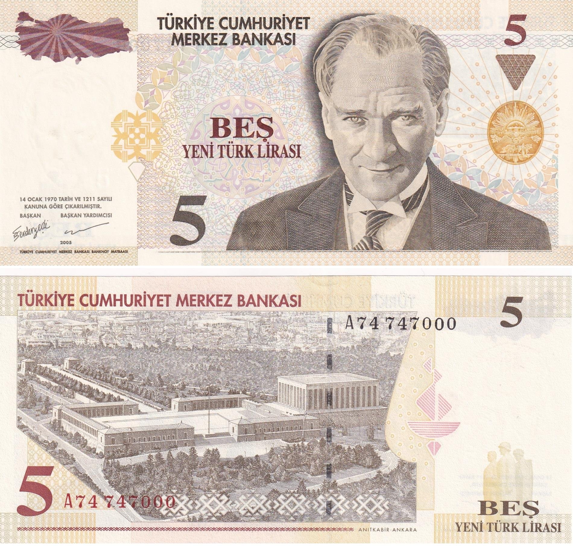 8. Emisyon8. Emisyon 5 Yeni Türk Lirası (YTL) ÇİL
