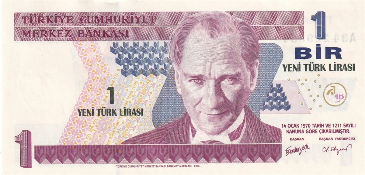 8. Emisyon8.Emisyon 1 Yeni Türk Lirası (YTL) ÇİL A34 Serisi 