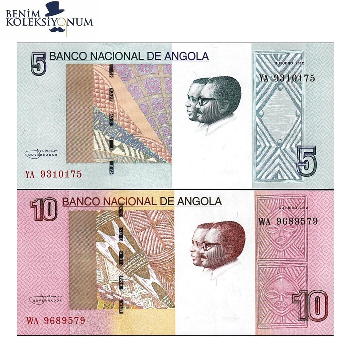 Angola Eski Kağıt Para Seti (5-10 Kwanza, 2012-2017)