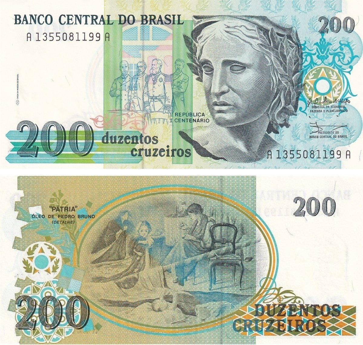 Brazil - 200 Cruzeiros (1990) B851a / P229
