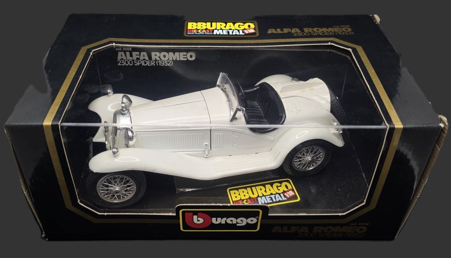 DiecastBburago 1:18 Alfa Romeo 2300 Spider (1932) - Kutulu (Cod. 3008 Made in Italy)