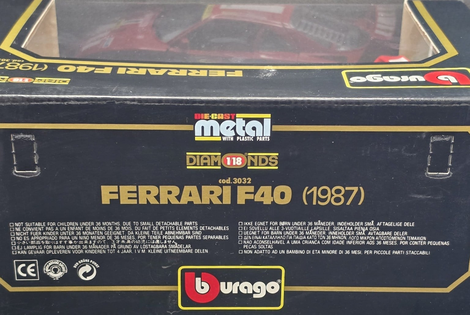 DiecastBburago 1:18 Ferrari F40 (1987) Racing Edition #1 - Kutulu (Cod. 3032 Made in Italy)