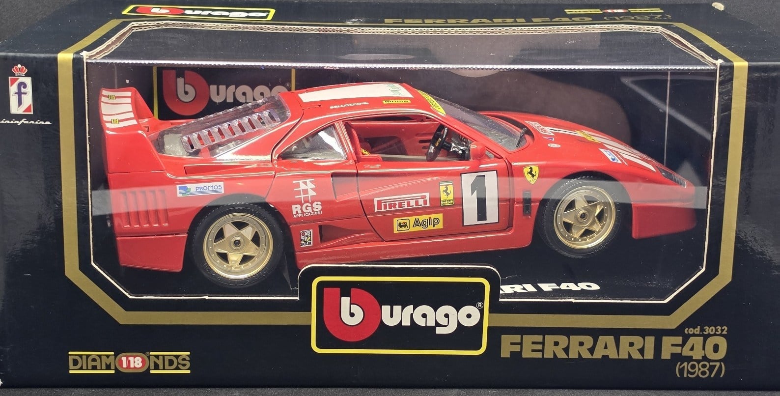 DiecastBburago 1:18 Ferrari F40 (1987) Racing Edition #1 - Kutulu (Cod. 3032 Made in Italy)
