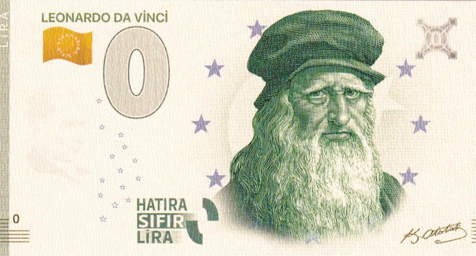 Hatıra Kağıt Paralar0 (Sıfır) Lira - Leonardo Da Vinci Hatıra Sıfır Lira