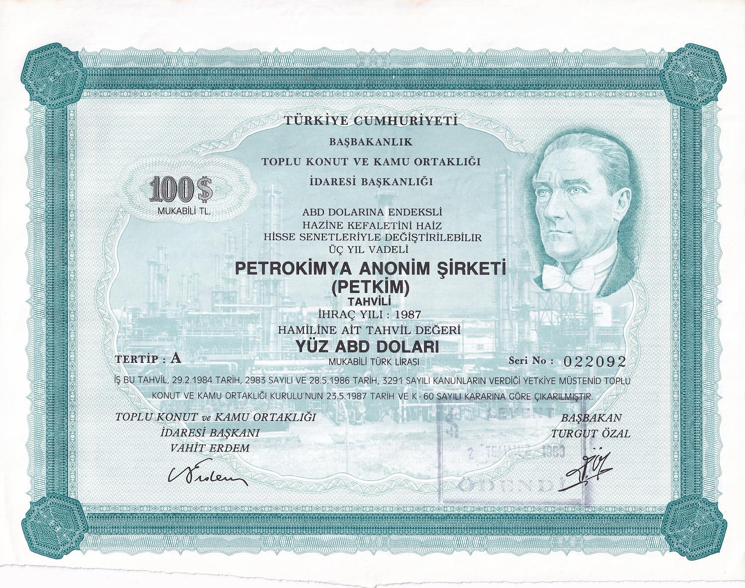 Hisse SenediPetrokimya Anonim Şirketi (PETKİM) Tahvili
