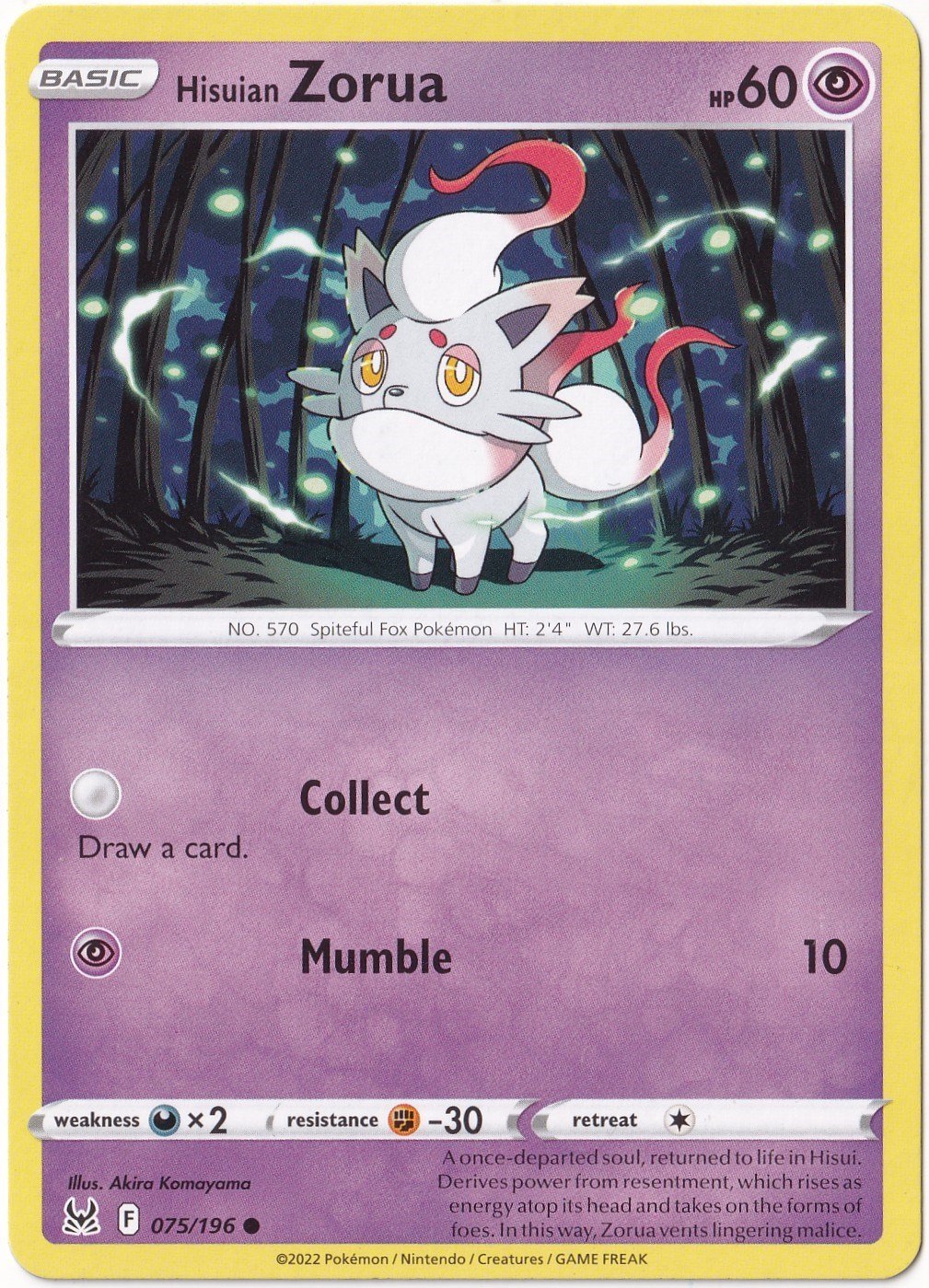 Lost OriginHisuian Zorua #75  - Pokemon Lost Origin - Pokemon Kartı (Mint)
