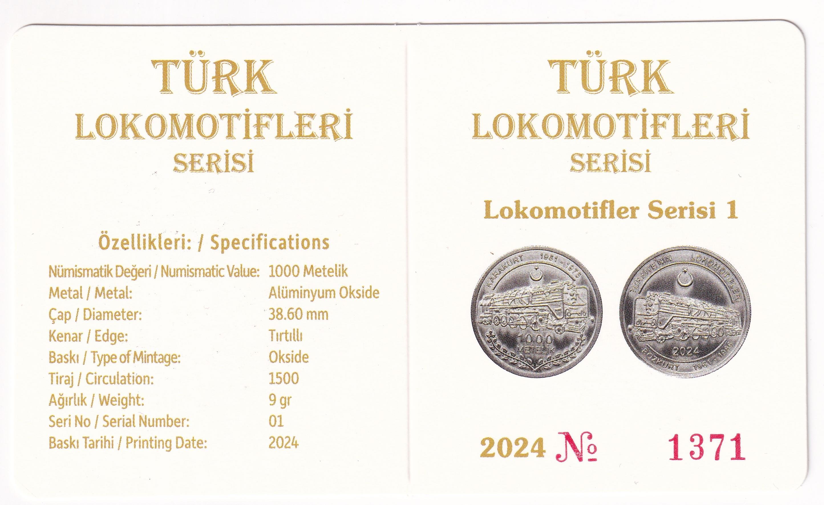 Medals and MedallionsTürkiye'nin Lokomotifleri, Alüminyum Okside, Hatıra Madalyon