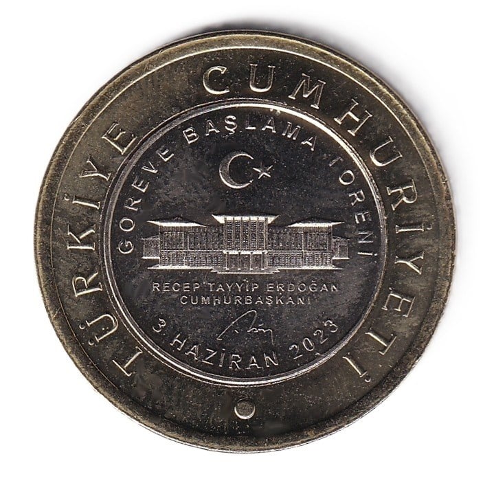 Coin Commemorative CoinsGöreve Başlama Töreni, 1 TL 2023, ÇİL Tedavül Hatıra Parası