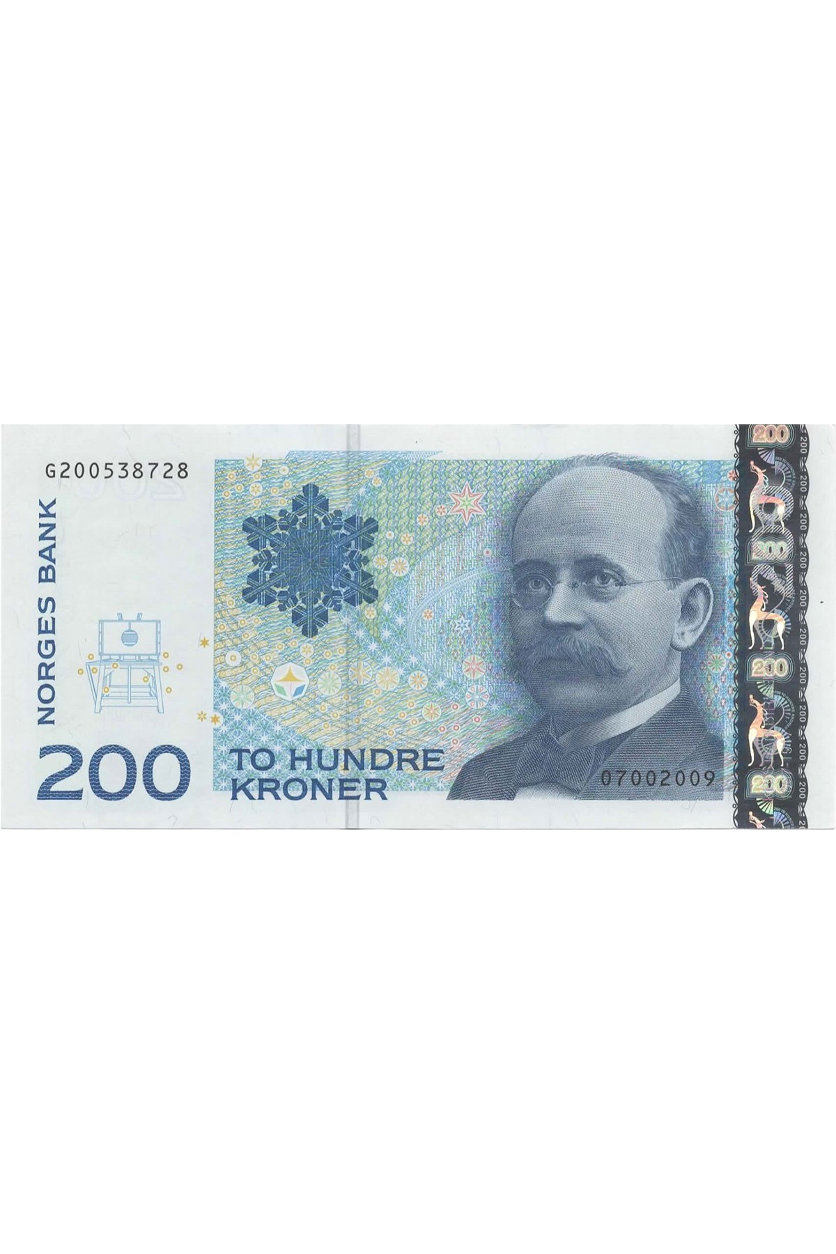 Norveç, 200 Kron (2009), Eski Yabancı Kağıt Para P#50e