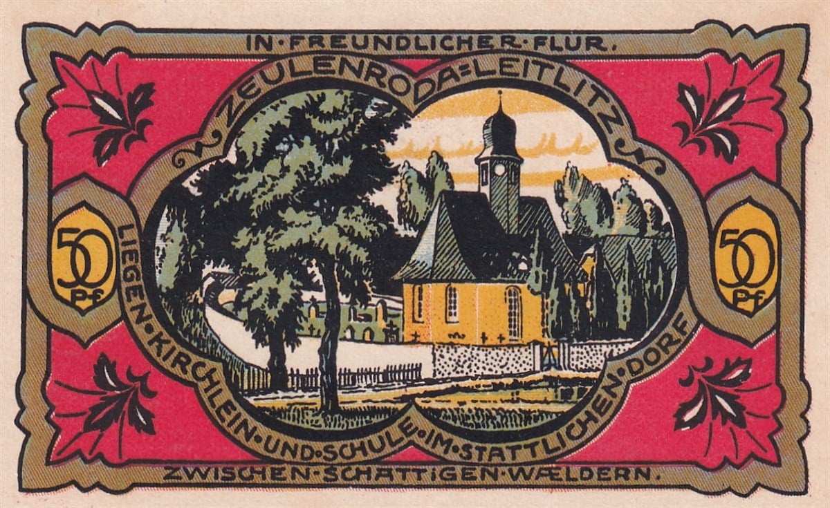 NotgeldAlmanya, Zeulenroda, 50 Pfennig (1921) Districts Series - Leitlitz Notgeld