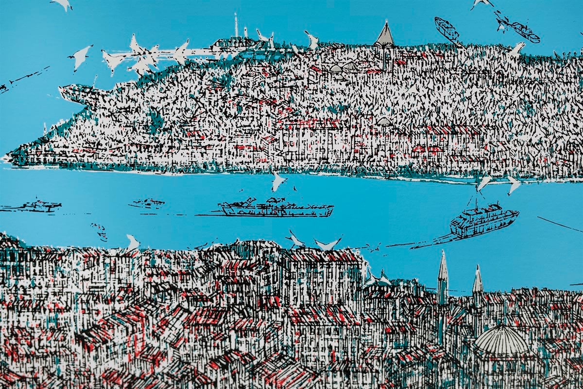 Özgün Baskı TabloDevrim Erbil - İstanbul, Galata'nın Kuşları 2020 (İmzalı Özgün Baskı)