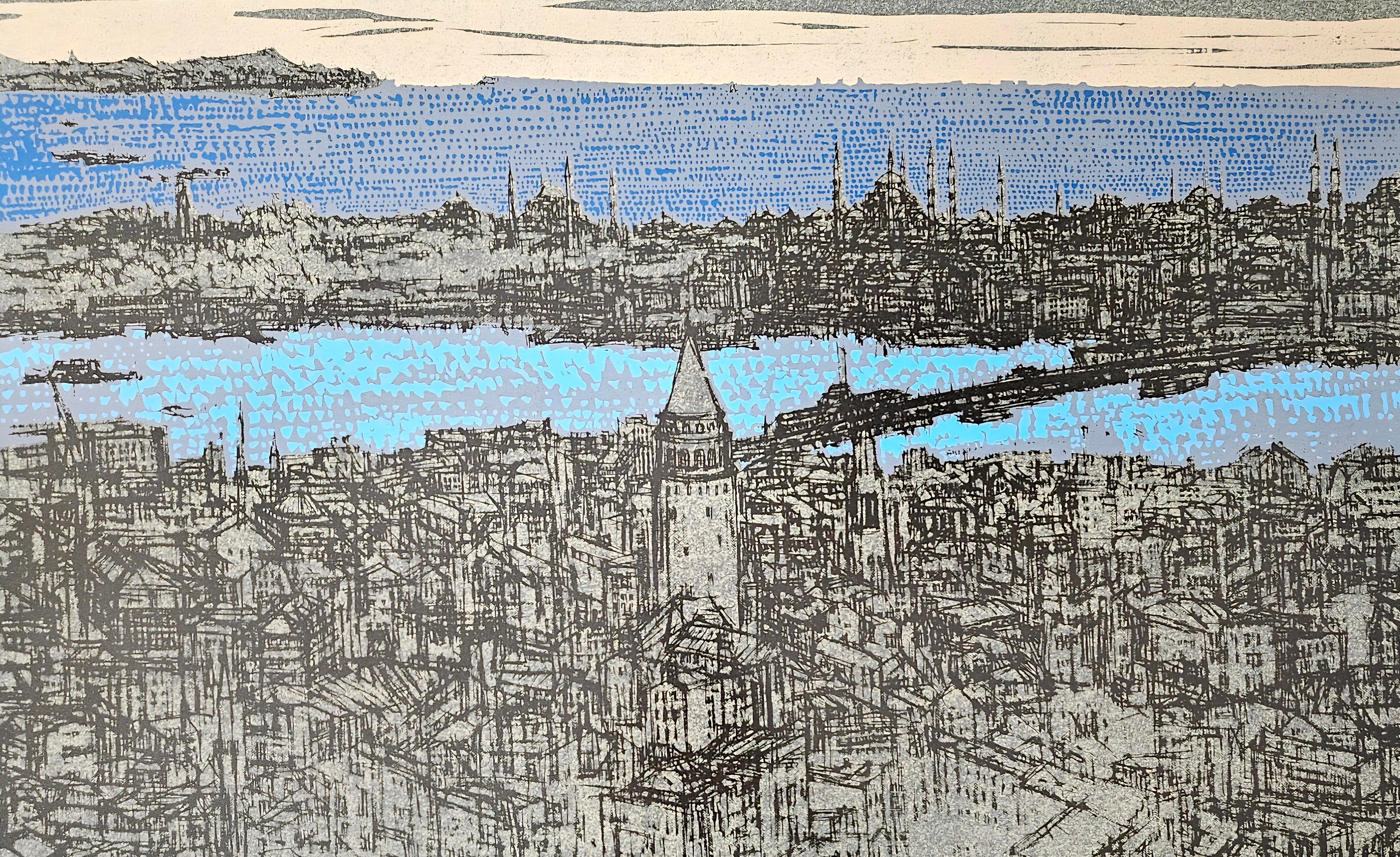Özgün Baskı TabloDevrim Erbil - İstanbul; Galata (D) 2014 İmzalı Özgün Baskı Tablo
