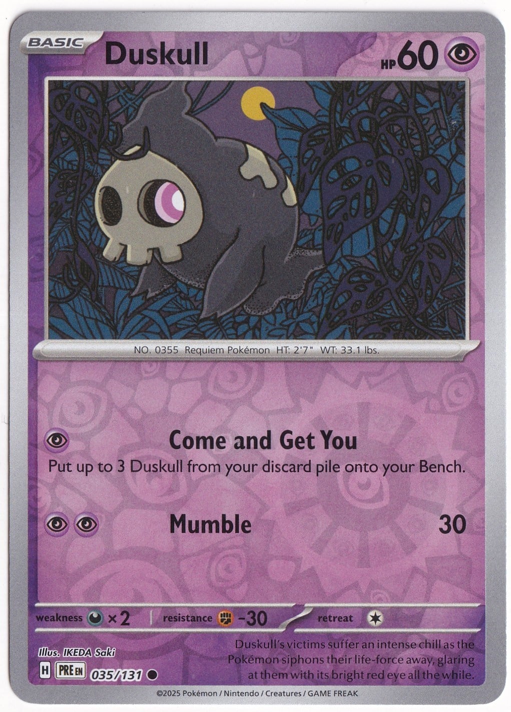 Prismatic EvolutionsDuskull [Reverse] #35 - Prismatic Evolutions - Pokemon Kartı (Mint)